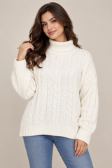 NEXT Women Ivory Cable Knit Turtleneck Jumper