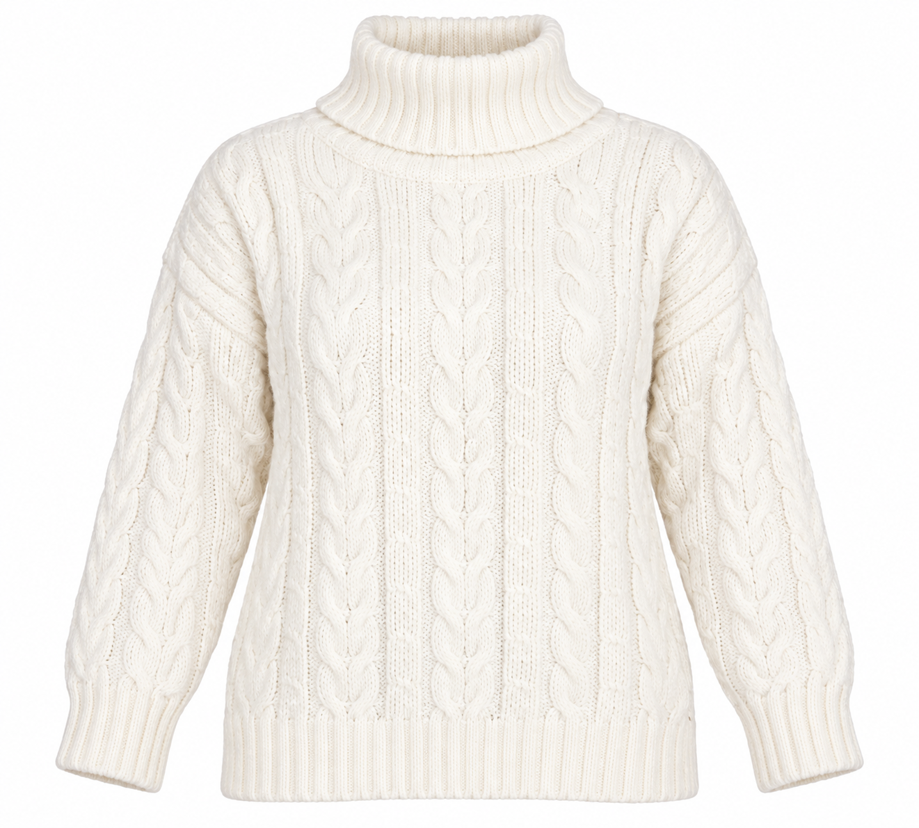  NEXT Women’s Ivory Cable Knit Turtleneck Jumper in UK Size L. Cosy long-sleeve knitwear with a classic cable design, perfect for autumn and winter.