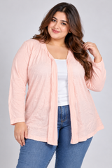 NEXT Women Light Pink Open Front Long Sleeve Cardigan