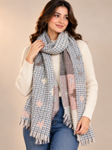 NEXT Women Multicolour Checked Fringed Scarf