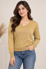 Next Women Mustard V-Neck Long Sleeve Jumper