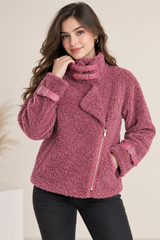 NEXT Women Pink Teddy Fleece Biker Jacket