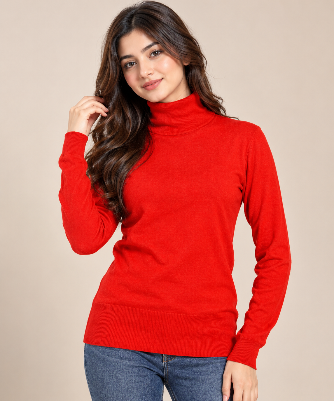 NEXT Women’s Red Turtleneck Jumper in UK Size M. A stylish long-sleeve knit sweater with ribbed detailing, perfect for autumn and winter wear.