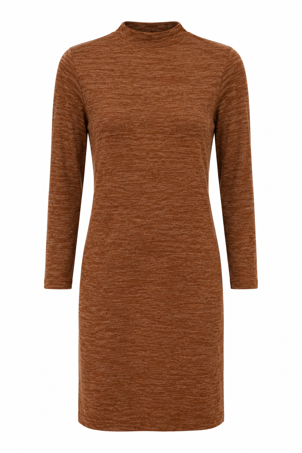 NEXT women’s brown textured knit dress in UK Size 12. Long sleeves, high neckline, knee-length fit and stylish oval back cut-out detail.