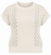  NEXT women’s cream open-knit short sleeve jumper in UK Size M. Stylish lightweight knit with a round neck and ribbed trims. Rated 4★ condition.