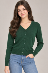 Next Women’s Dark Green V-Neck Button Front Knit Cardigan