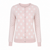  Next Women’s Pink Polka Dot Knit Cardigan in UK Size 8. Stylish long-sleeve button-front design with a soft feminine look, perfect for everyday and casual wear.