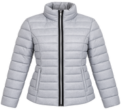the NEXT Women’s Silver Quilted Puffer Jacket in UK Size L. Stylish lightweight padded winter jacket with high collar, full zip and pockets.