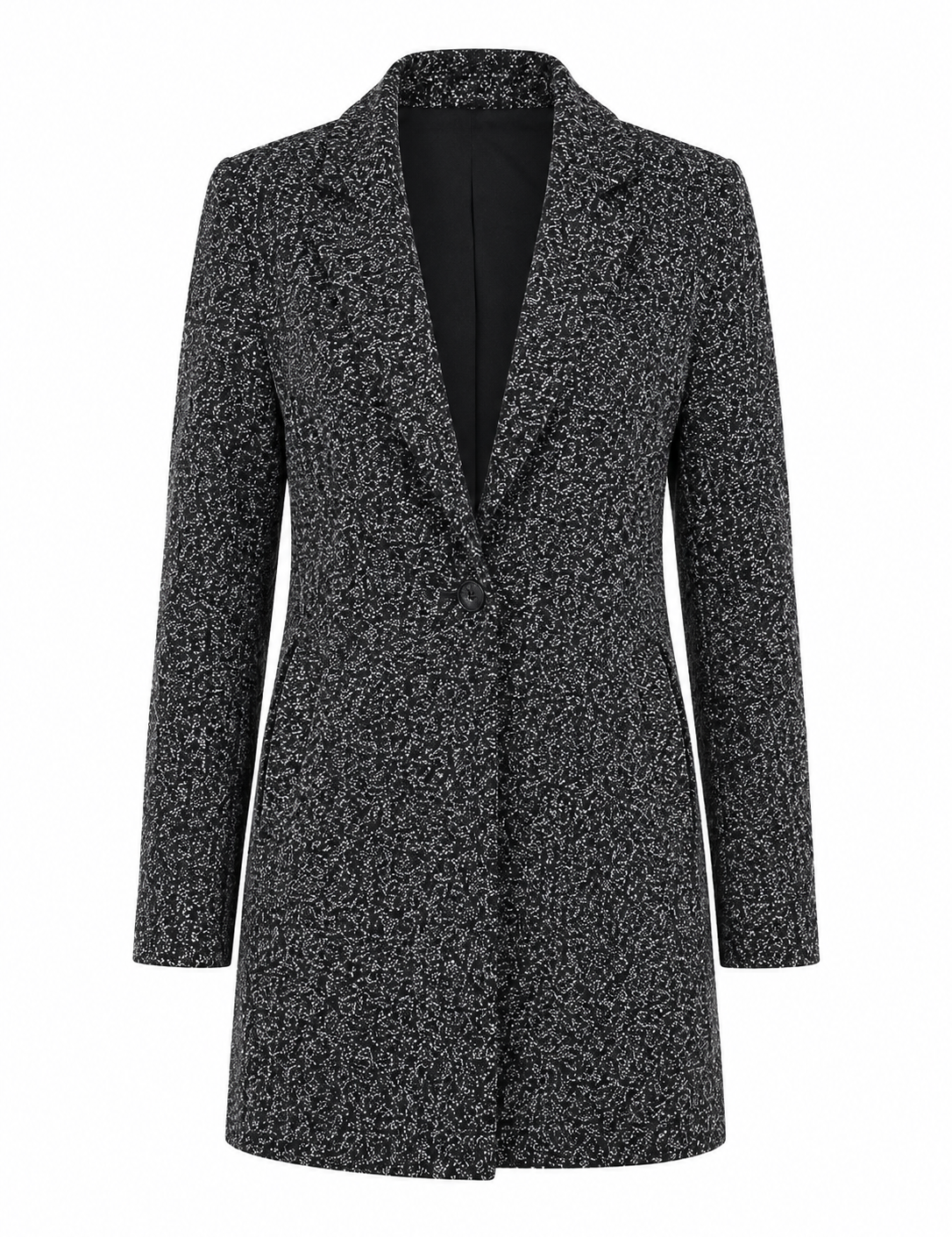   stylish Next women's charcoal speckled tailored coat in UK size 14. Smart longline design with notched lapels and single-button fastening, perfect for workwear and smart-casual outfits.