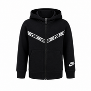  NIKE Kids Black Hooded Zip-Up Jacket in UK Size 2-3 Years. Stylish black design with hood, full zip, pockets and signature Nike detailing. Perfect for everyday wear.