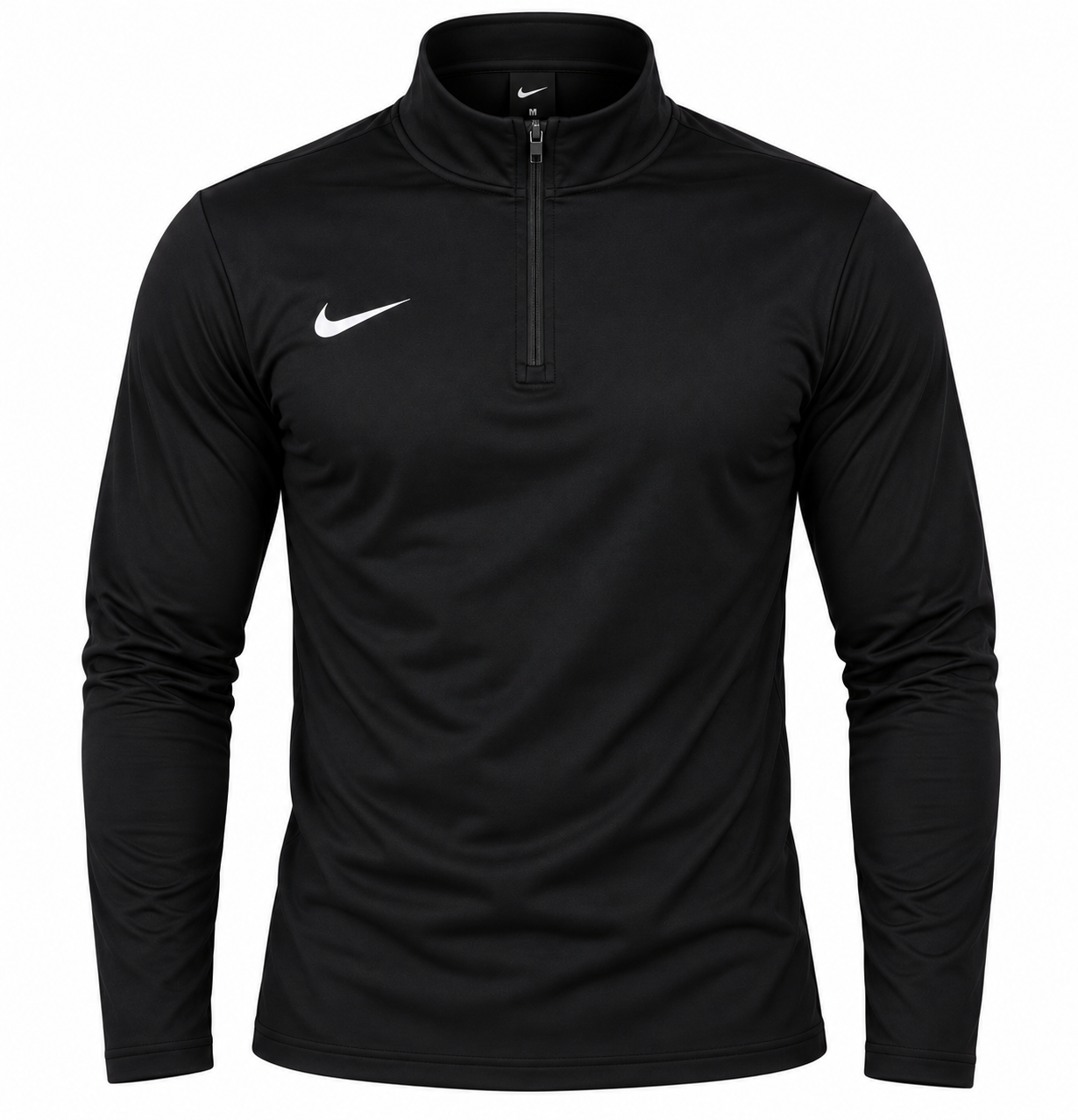 Nike men’s black quarter-zip sports top in UK Size L. Stylish long-sleeve athletic wear for gym, running and casual outfits. 4-star condition.