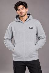NIKE Men Grey Full-Zip Hoodie