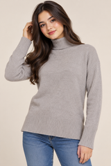 NOBODY'S CHILD Women Grey Turtleneck Knit Jumper
