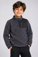 Nutmeg Boys Charcoal Grey Fleece Quarter-Zip Pullover