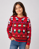 Nutmeg Girls Christmas Jumper Red Festive Knit Sweater