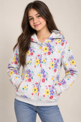 Nutmeg Girls Floral Sherpa-Lined Zip-Up Hoodie