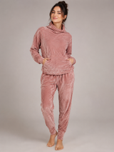 Nutmeg Women Dusty Rose Velour Tracksuit Set