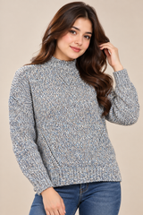 NUTMEG Women Grey Blue Marl Knit Jumper