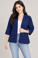 Nutmeg Women’s Navy Blue Open Front Cardigan