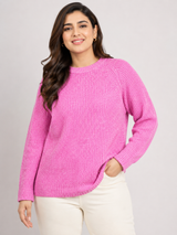 Nutmeg Womens Pink Ribbed Knit Jumper