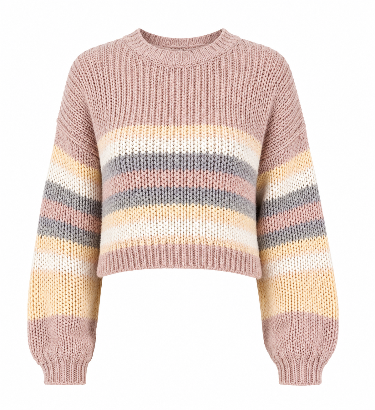  ONLY women’s chunky knit striped sweater in UK size M. Stylish pastel colours, relaxed fit and cozy textured knit, perfect for autumn and winter outfits.