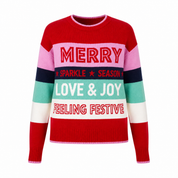  Originals women’s festive Christmas knitted sweater in UK Size M. Multicolour Merry Love & Joy design, cosy fit and perfect for winter celebrations.