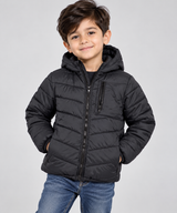 Outer Wear Boys Black Hooded Puffer Jacket