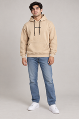Palm Angels Beige Logo Print Hoodie
