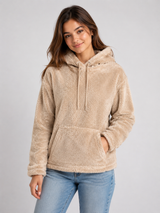 PAPAYA Beige Sherpa Fleece Hoodie
