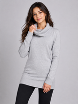 Papaya Girls Light Grey Cowl Neck Knitted Sweater