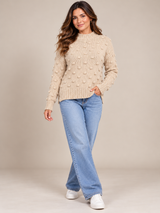 Papaya Women Beige Bobble Knit High Neck Jumper