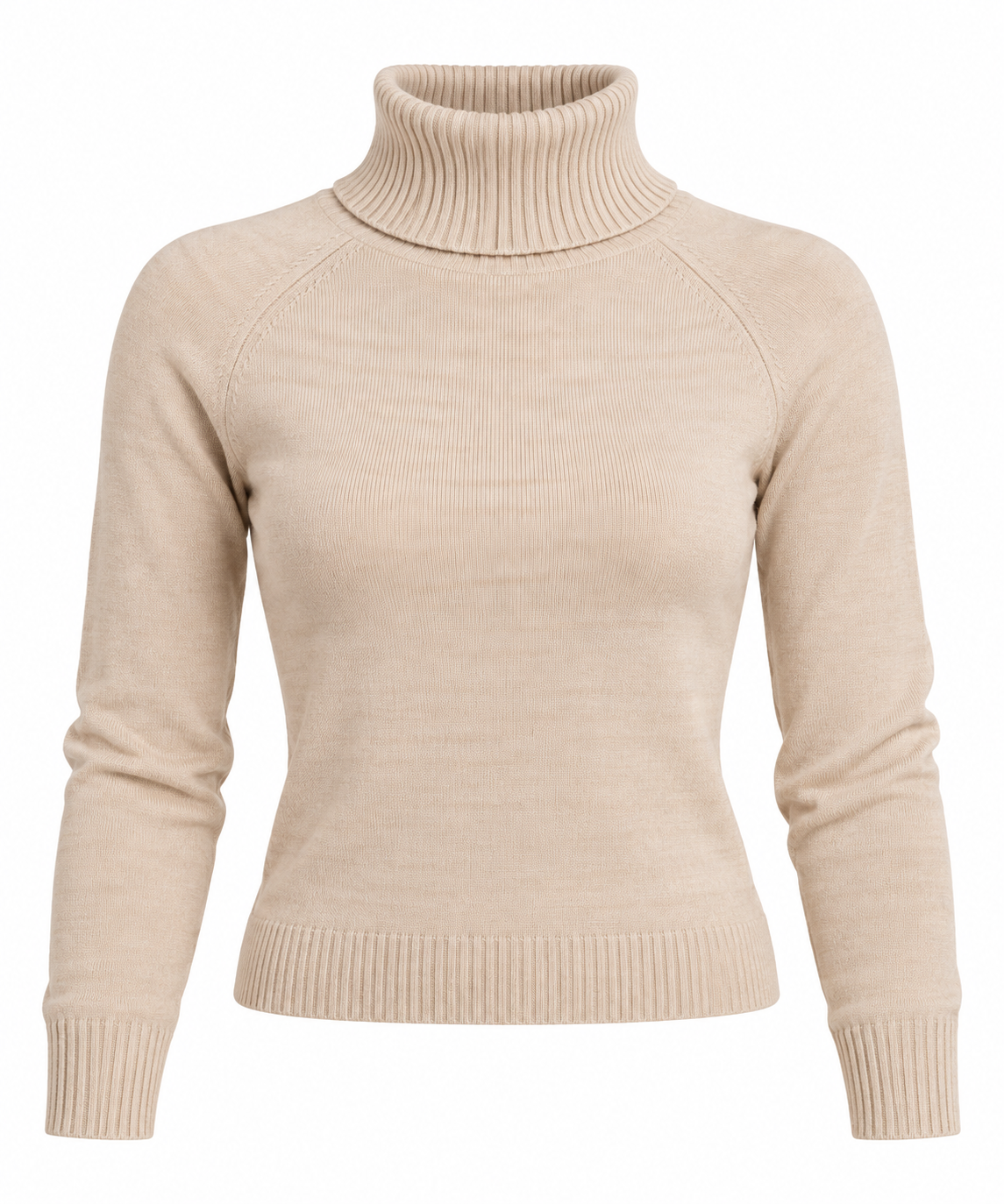 Papaya women’s beige turtleneck knit jumper in UK Size 8. Stylish short-length winter knit with long sleeves and ribbed detailing.