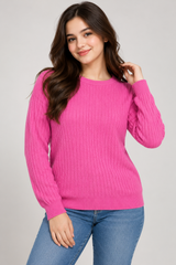 PAPAYA Women Bright Pink Ribbed Knit Jumper