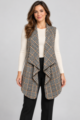 Papaya Women Checked Sleeveless Waterfall Cardigan