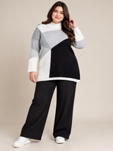 PAPAYA Women Colour Block High Neck Knitted Jumper