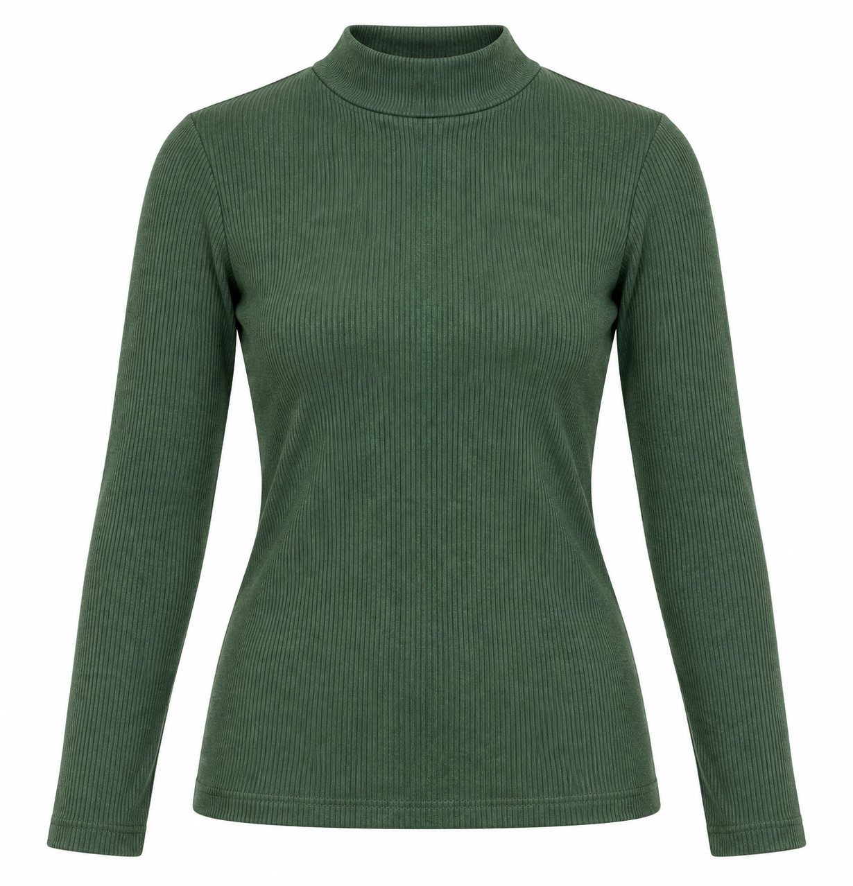  Papaya women’s forest green ribbed mock neck long sleeve top in UK Size 16. A stylish, versatile piece for casual, office and winter wear.
