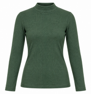 Papaya women’s forest green ribbed mock neck long sleeve top in UK Size 16. A stylish, versatile piece for casual, office and winter wear.