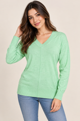 Papaya Women Mint Green V-Neck Knit Jumper