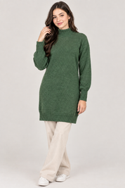  PAPAYA women’s olive green knitted turtleneck sweater dress in UK Size L. A cosy, stylish and versatile long-sleeve design perfect for everyday autumn and winter outfits.