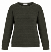PAPAYA women’s olive green ribbed knit jumper in UK Size L. Classic crew neck, long sleeves and comfortable everyday fit for autumn and winter.
