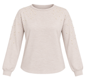 PAPAYA women’s cream pearl embellished jumper in UK Size S. Stylish long sleeves, round neck and elegant pearl detailing. UK customer return.