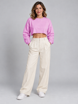 Papaya Women Pink Cropped Sweatshirt
