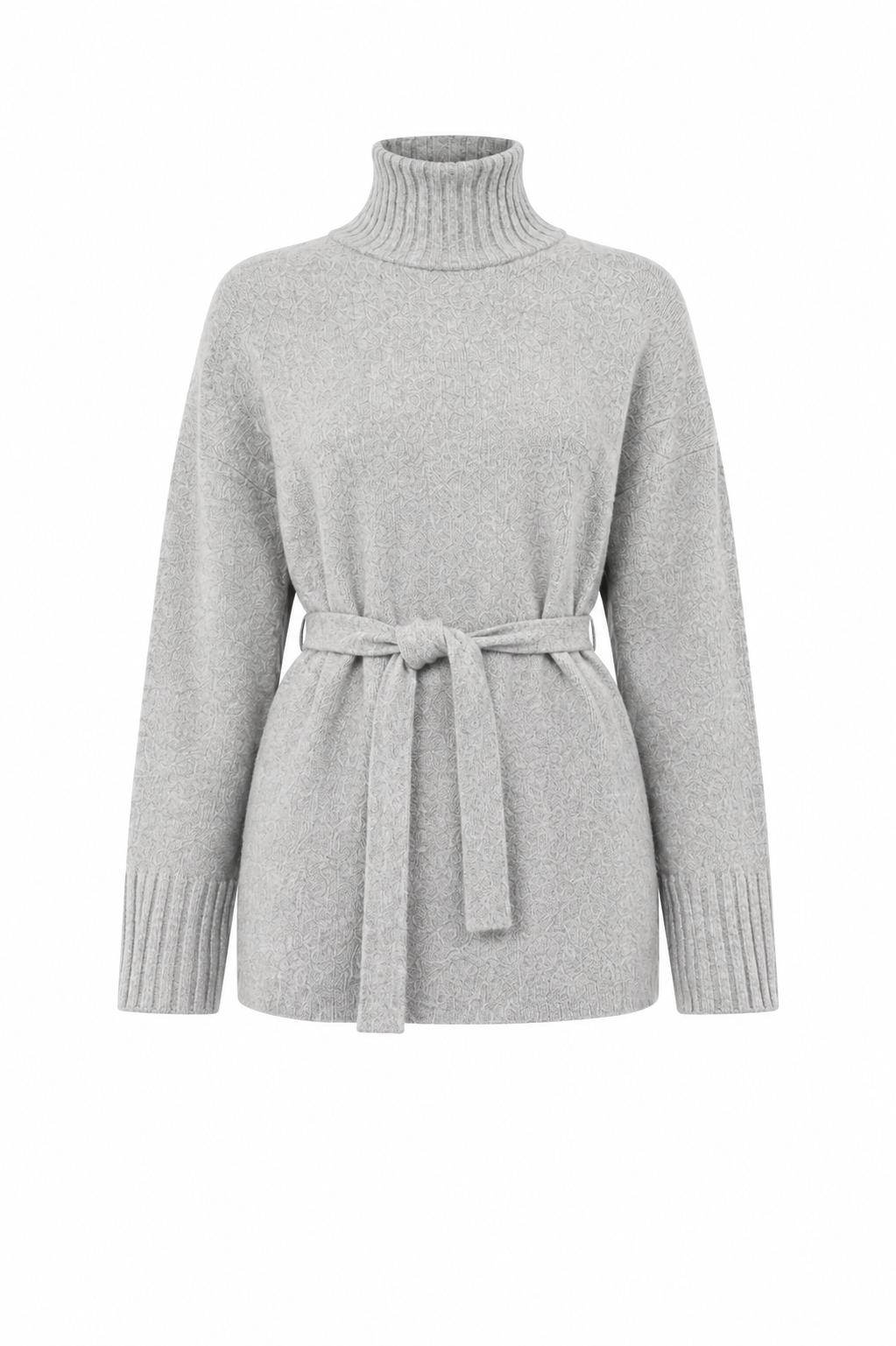 PAPAYA women’s grey ribbed turtleneck knit jumper in UK size 14. Featuring long sleeves, tie waist and cosy textured knit fabric.