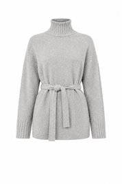 PAPAYA women’s grey ribbed turtleneck knit jumper in UK size 14. Featuring long sleeves, tie waist and cosy textured knit fabric.