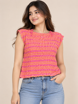 Papaya Women’s Pink & Orange Striped Textured Knit Top