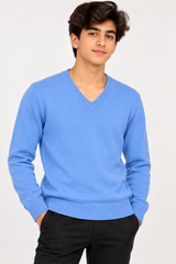 Papaya Women’s Sky Blue V-Neck Knitted Jumper