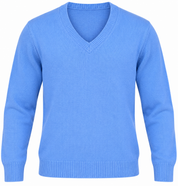  Papaya women’s sky blue V-neck knitted jumper in UK Size S. A soft, versatile long-sleeve knit perfect for casual wear, work and layering.