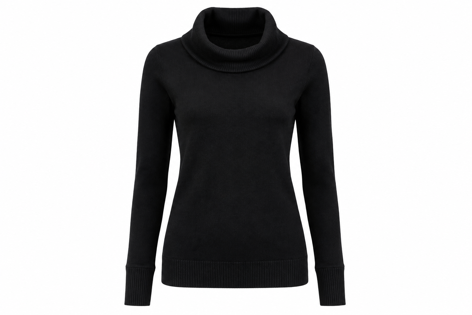  Papaya Women’s Black Cowl Neck Knit Sweater, UK Size 12. Stylish long-sleeve jumper with ribbed details, perfect for everyday and smart-casual outfits.