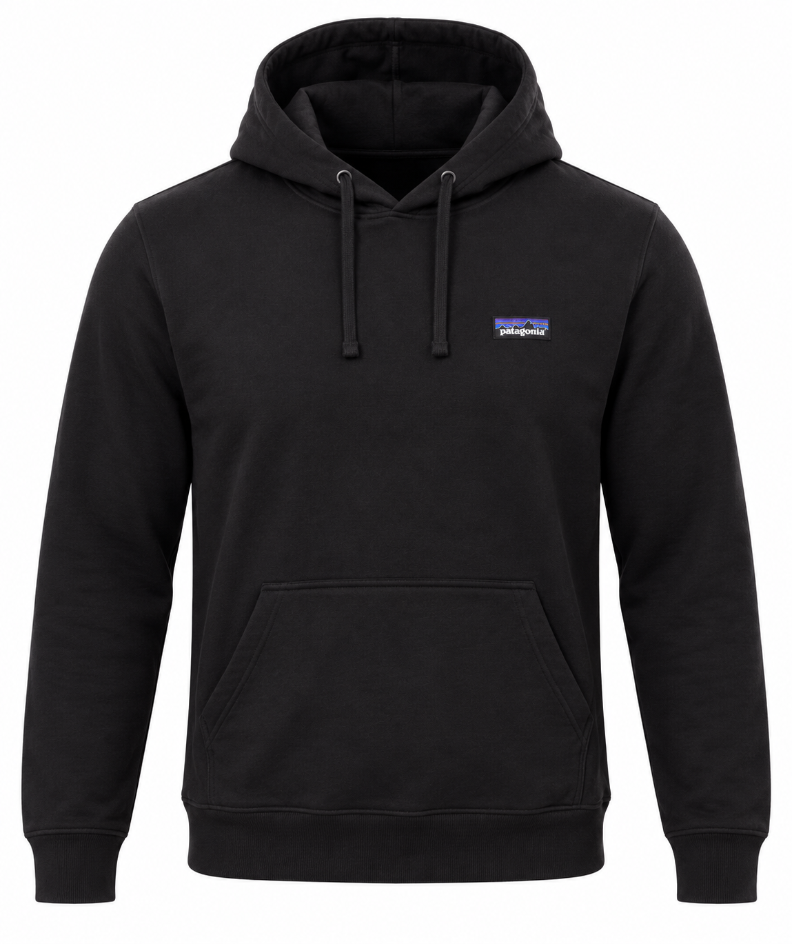 Patagonia Men’s Black Pullover Hoodie in UK Size L. Classic hooded design with kangaroo pocket, long sleeves and Patagonia chest logo.