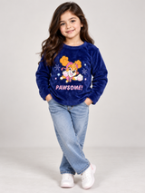 Paw Patrol Girls Navy Blue Fluffy Fleece Sweatshirt